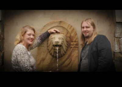 Virginia & Justin at fountain
